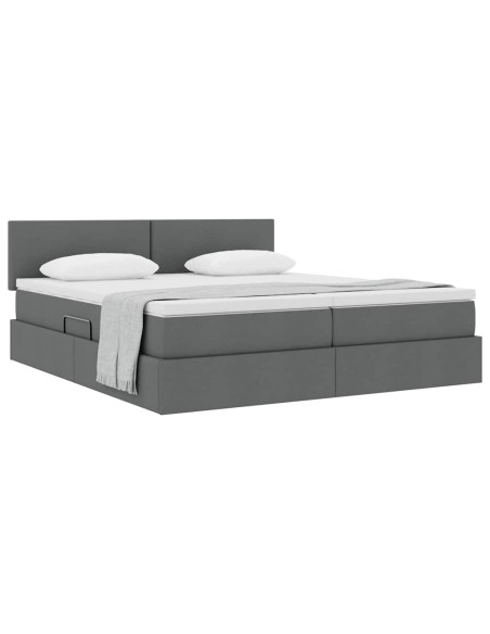 Letto con Contenitore Grigio scuro 180 x 200 cm Pelle Sintetica