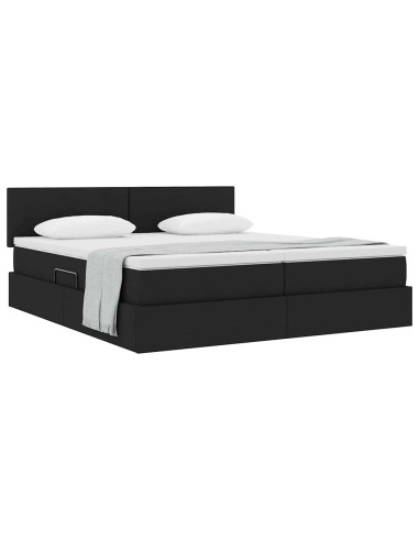 Letto con Contenitore Nero 200 x 200 cm Pelle Sintetica