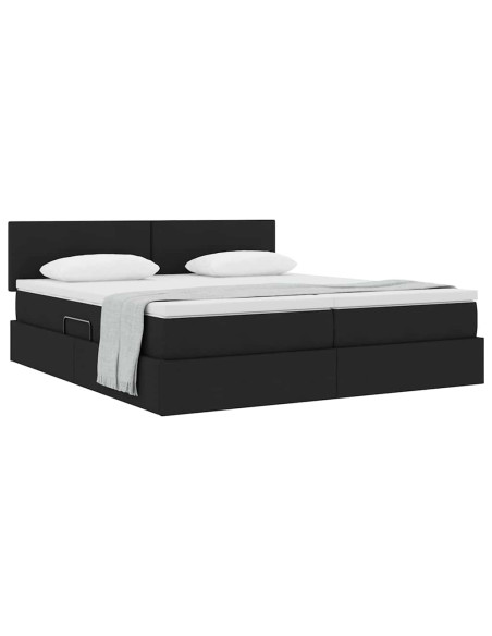 Letto con Contenitore Nero 200 x 200 cm Pelle Sintetica