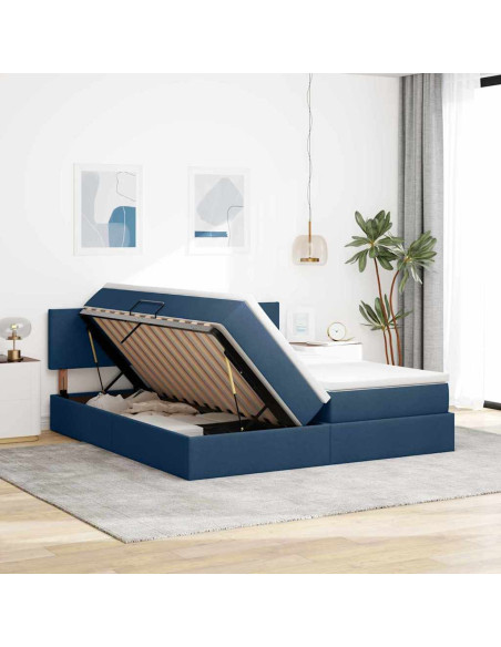 Letto con Contenitore Blu 100 x 200 cm Pelle Sintetica