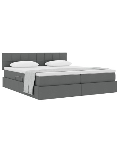 Letto con Contenitore Grigio scuro 180 x 200 cm Pelle Sintetica