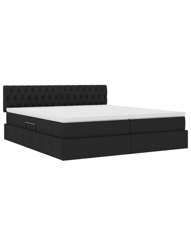 Letto con Contenitore Nero 200 x 200 cm Pelle Sintetica