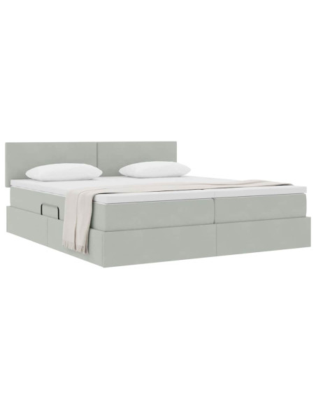 Letto con Contenitore con materasso Grigio chiaro 90 x 200 cm