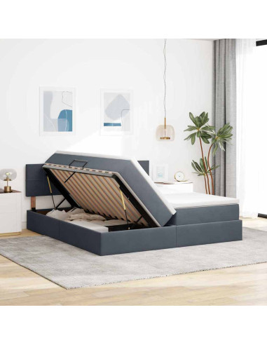 Letto con Contenitore con materasso Grigio scuro 90 x 200 cm