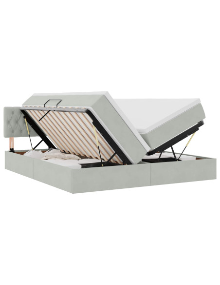 Letto con Contenitore con materasso Grigio chiaro 90 x 200 cm