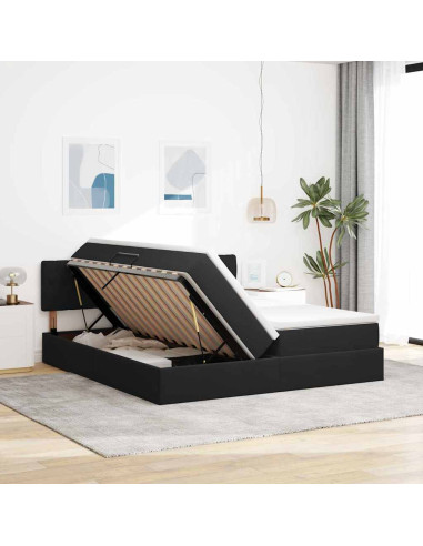 Letto con Contenitore con materasso Nero 90 x 200 cm