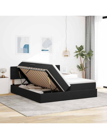 Letto con Contenitore con materasso Nero 90 x 200 cm