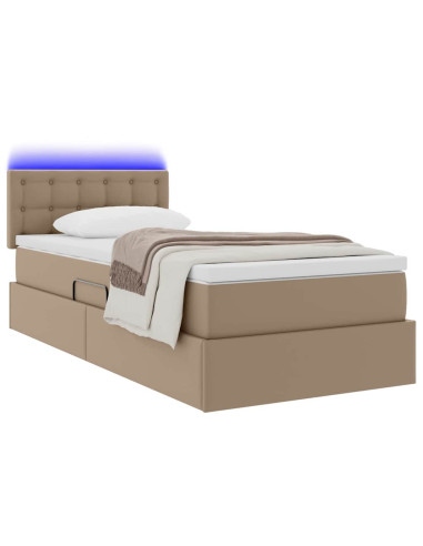 Letto con contenitore e LED con led Cappuccino 90 x 190 cm