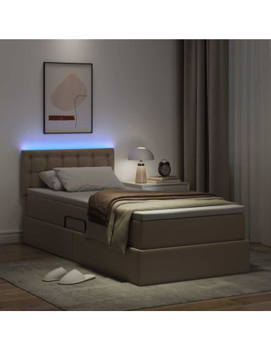 Letto con contenitore e LED con led Cappuccino 90 x 200 cm
