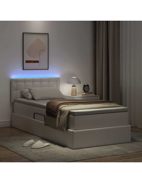 Letto con contenitore e LED con led Bianco Puro 100 x 200 cm
