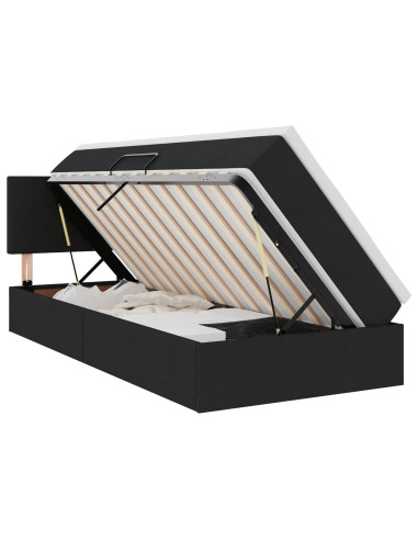 Letto con contenitore e LED con led Nero 100 x 200 cm Tessuto