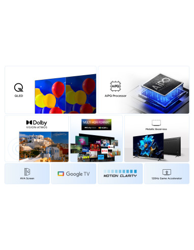 TCL P7K Serie Smart TV QLED 4K 43" 43P7K, Dolby Vision - Atmos, HDR10+, Google TV