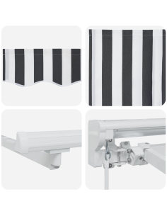 Tenda Retrattile Antracite e Bianco 250 x 200 cm 2