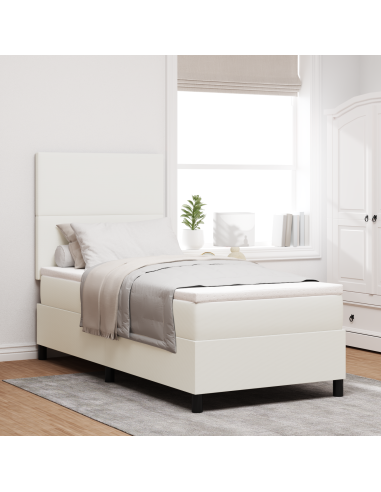 Letto a Sorgente LED con testiera Crema e Bianco 100 x 200 cm