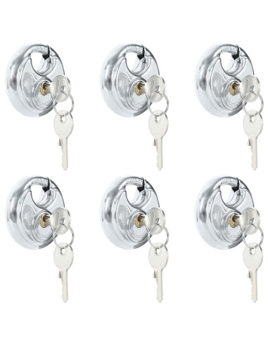 Lucchetti Discus con Chiavi 6 pcs Argento 7 x 2.4 x 7 cm