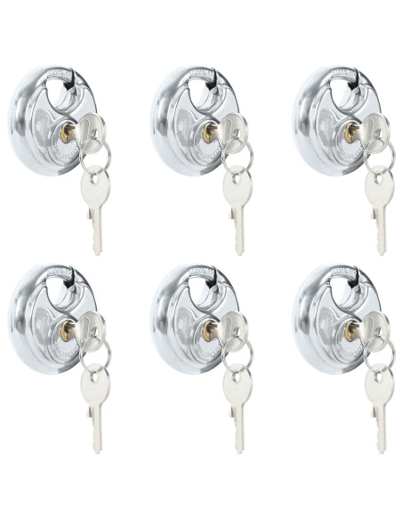 Lucchetti Discus con Chiavi 6 pcs Argento 7 x 2.4 x 7 cm