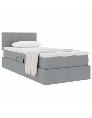 Letto con contenitore e materasso Grigio chiaro 90 x 200 cm