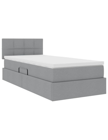 Letto con contenitore e materasso Grigio chiaro 90 x 200 cm