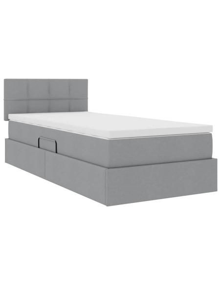 Letto con contenitore e materasso Grigio chiaro 90 x 200 cm