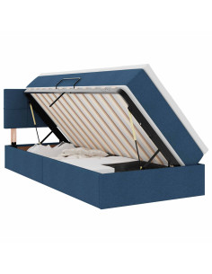 Letto con contenitore e LED con led Blu 100 x 200 cm Tessuto 2