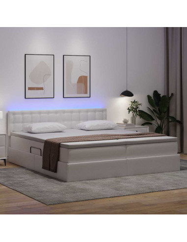 Letto con contenitore e LED con led Bianco Puro 180 x 200 cm