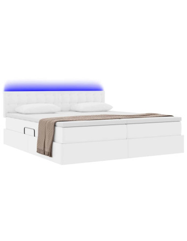 Letto con contenitore e LED con led Bianco Puro 200 x 200 cm