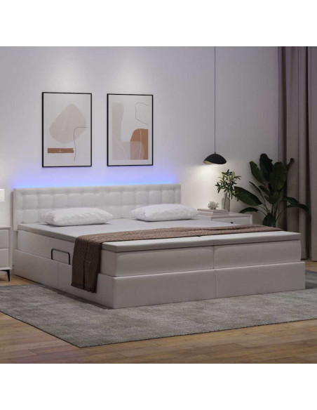 Letto con contenitore e LED con led Bianco Puro 200 x 200 cm