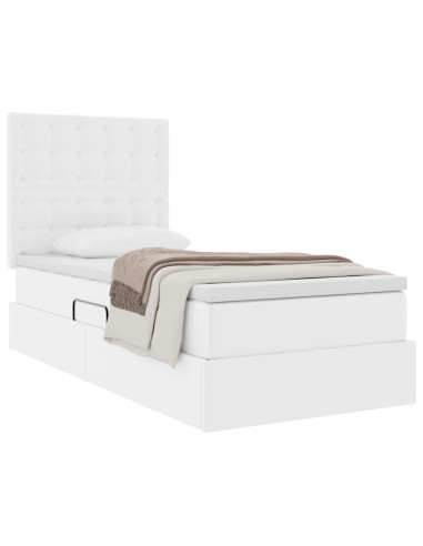 Letto con Contenitore Bianco Puro 90 x 190 cm Pelle Sintetica