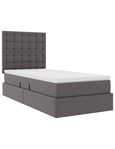 Letto con Contenitore Grigio 90 x 190 cm Pelle Sintetica