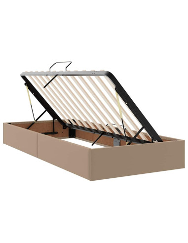 Letto con Contenitore Cappuccino 90 x 190 cm Pelle Sintetica