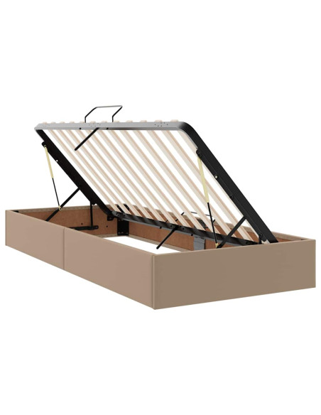 Letto con Contenitore Cappuccino 90 x 190 cm Pelle Sintetica