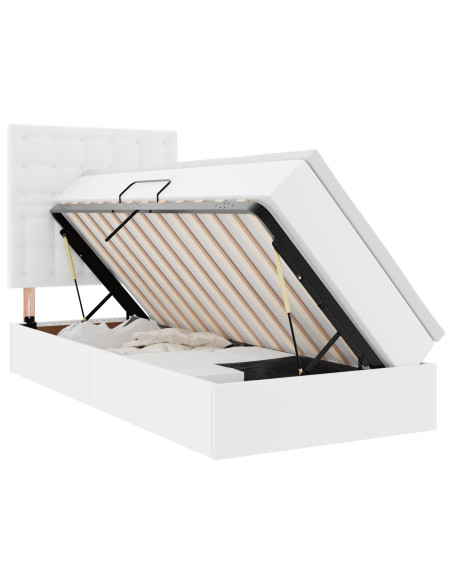 Letto con Contenitore Bianco Puro 90 x 200 cm Pelle Sintetica