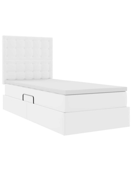 Letto con Contenitore Bianco Puro 90 x 200 cm Pelle Sintetica