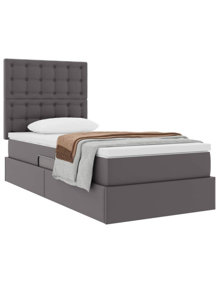 Letto con Contenitore Grigio 100 x 200 cm Pelle Sintetica