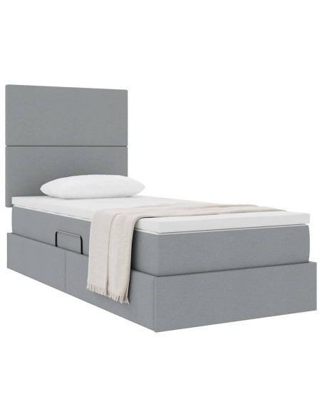 Letto con contenitore e materasso Grigio chiaro 90 x 200 cm
