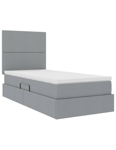 Letto con contenitore e materasso Grigio chiaro 90 x 200 cm