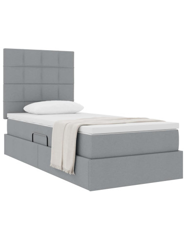 Letto con contenitore e materasso Grigio chiaro 90 x 190 cm
