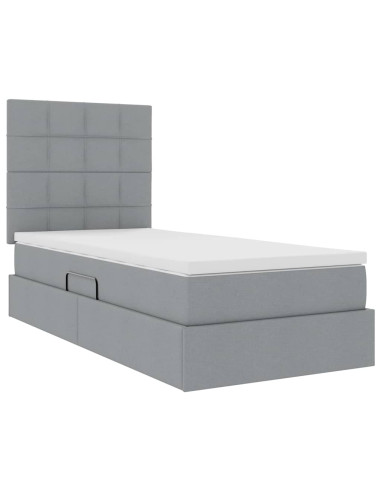 Letto con contenitore e materasso Grigio chiaro 90 x 200 cm