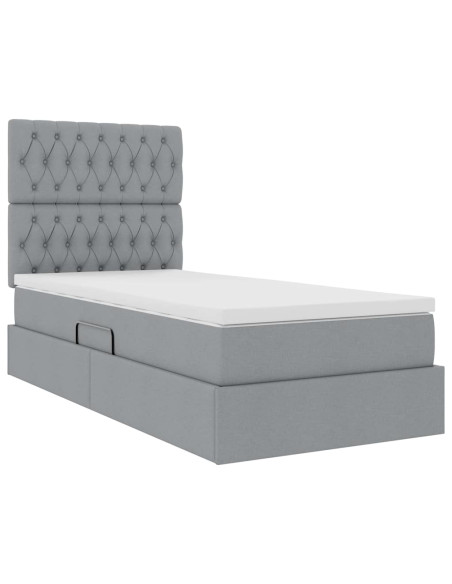 Letto con contenitore e materasso Grigio chiaro 90 x 190 cm