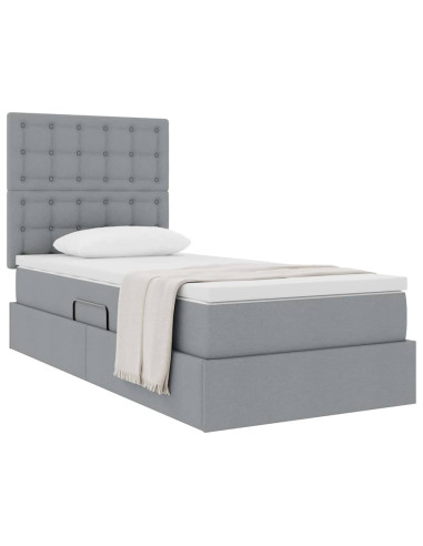 Letto con contenitore e materasso Grigio chiaro 90 x 190 cm
