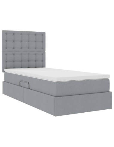 Letto con contenitore e materasso Grigio chiaro 90 x 190 cm