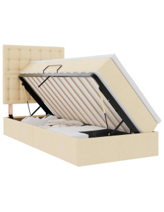 Letto con contenitore e materasso Crema 90 x 190 cm Poliestere 2