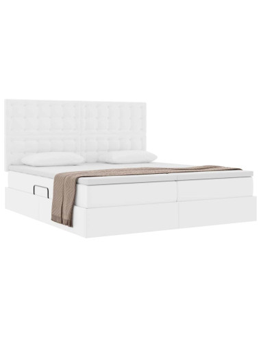 Letto con contenitore e materasso Bianco Puro 180 x 200 cm