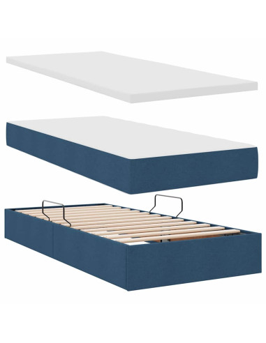 Letto con Contenitore Blu 200 x 200 cm Pelle Sintetica