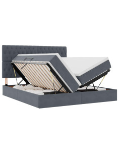 Letto con Contenitore Grigio scuro 180 x 200 cm Velluto 2