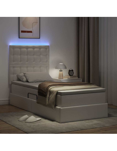 Letto con contenitore e LED con led Bianco Puro 90 x 190 cm