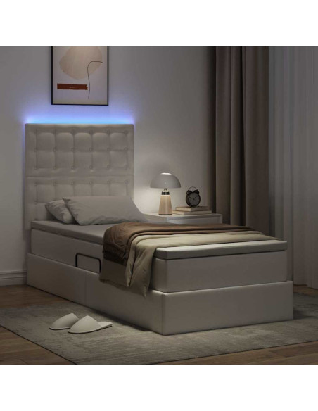 Letto con contenitore e LED con led Bianco Puro 90 x 190 cm
