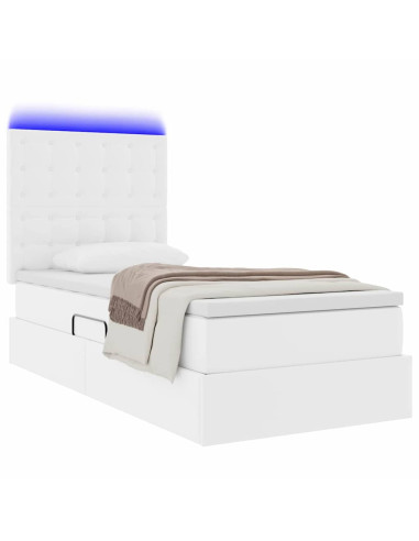 Letto con contenitore e LED con led Bianco Puro 90 x 200 cm
