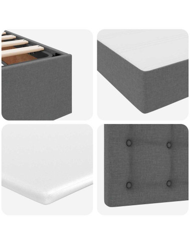 Letto con contenitore e LED Grigio scuro 90 x 200 cm Poliestere