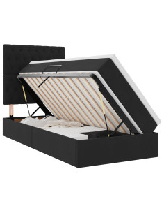 Letto con contenitore e LED con led Nero 90 x 200 cm Velluto 2